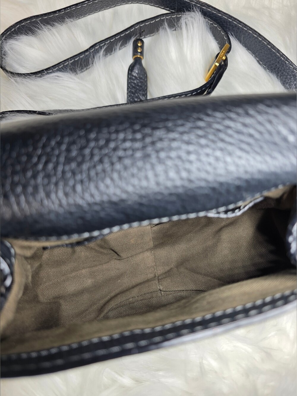 Chloé Marcie Small saddle bag in Black grained leather - Picture 6 of 14
